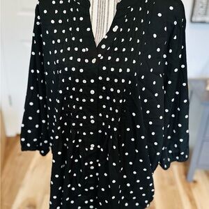 Woman Within Black Polka Dot Women's Top, new without tags, size 1X